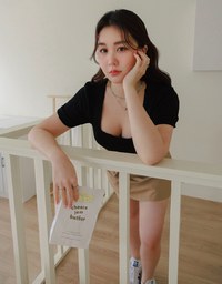 Texture Square Neckline Puff Sleeve Top