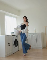 Knit Thin Shoulder Strap Padded Tube Vest