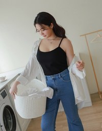 Knit Thin Shoulder Strap Padded Tube Vest