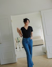 Sheer Ruched Splice Short Sleeve Top