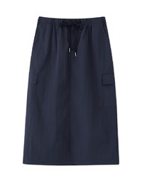 Drawstring Back Slit Long Skirts