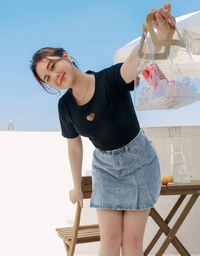 Vintage Pleated Jeans Denim Skirts