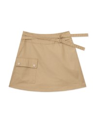 Casual Double Belt Slit Cargo Skort