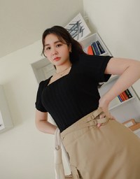 Casual Double Belt Slit Cargo Skort