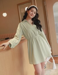 Crossover Lapel Shirt Dress