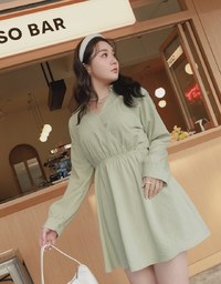 Crossover Lapel Shirt Dress