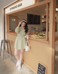 Crossover Lapel Shirt Dress