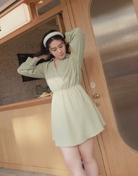 Crossover Lapel Shirt Dress