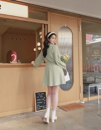 Crossover Lapel Shirt Dress