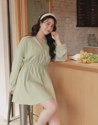 Crossover Lapel Shirt Dress