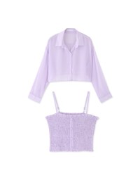 Set Wear of Sheer Blouse and Elastic Tube Top Vest