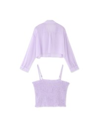 Set Wear of Sheer Blouse and Elastic Tube Top Vest