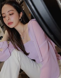 Set Wear of Sheer Blouse and Elastic Tube Top Vest