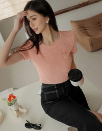 Textured Round Neck Knit Top
