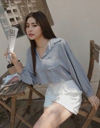 Cooling Sheer Double Pocket Blouse