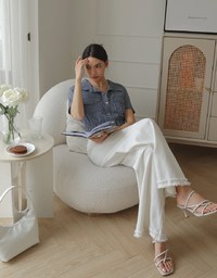 Straight Line Jeans Denim Fitted Blouse