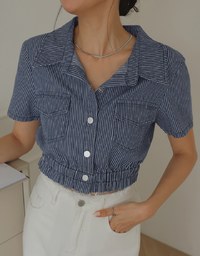 Straight Line Jeans Denim Fitted Blouse