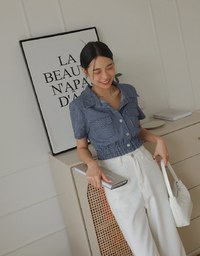 Straight Line Jeans Denim Fitted Blouse