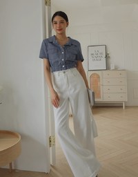 Straight Line Jeans Denim Fitted Blouse