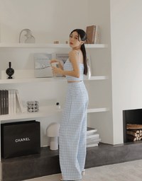 Bohemian Boho Style Tweed High Waisted Wide Pants Culottes