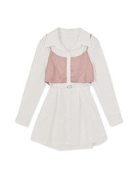 Layered Blouse Shirt Dress (With Belt)