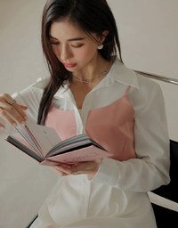 Layered Blouse Shirt Dress (With Belt)