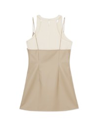 Faux 2 Piece Faux Leather Cami Dress (With Padding)