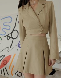 Textured Wide Pleated Suit Skirts