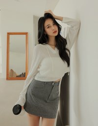 Sheer Ribbed Hodded Top