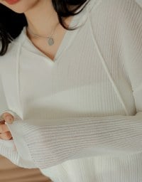 Sheer Ribbed Hodded Top