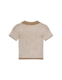 Turn-over Collar Striped Knitted Top