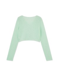 Pastel Color Correction Heart Shaped Button Knit Top