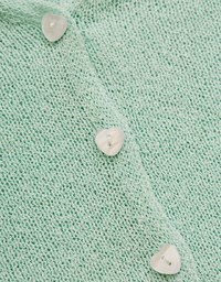 Pastel Color Correction Heart Shaped Button Knit Top