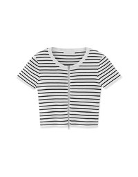 Double Sided Zippers Striped Knit Crop Top