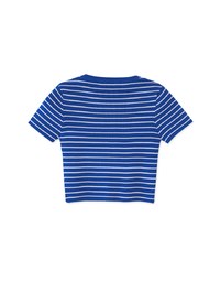 Double Sided Zippers Striped Knit Crop Top