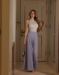 Sheer Embroidered Halter Padded Tank Top