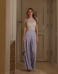 Sheer Embroidered Halter Padded Tank Top