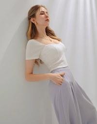Plain sweetheart ribbed top (with padding)