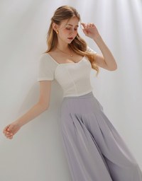 Plain sweetheart ribbed top (with padding)