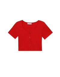 Heart Button Ribbed Top
