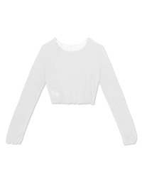 Sheer Ruffle Trim Cropped Top