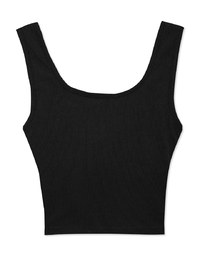 Ribbed Thick Shoulder Shoulder Padded Tank Top