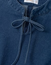 Qipao TOP Denim Jeans Texture Ribbon Bow Cheongsam Design