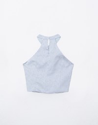 【HXA Design】 Satin Floral Embroidery Halter Cheongsam Qipao Top H02