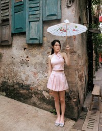 【HXA Design】 Satin Floral Embroidery Halter Cheongsam Qipao Top H02