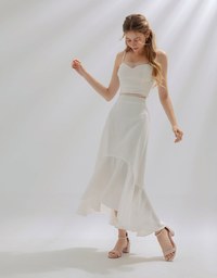 Soft sheer fishtail long skirt