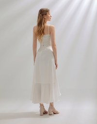 Soft sheer fishtail long skirt
