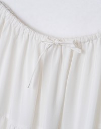 Maxi Long Skirt With Elastic Waistline And Drawstring Tiered & Textured Beach Style