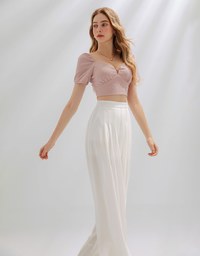 Stylish Pleated High Waisted Wide Pants Culottes