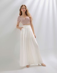 Stylish Pleated High Waisted Wide Pants Culottes